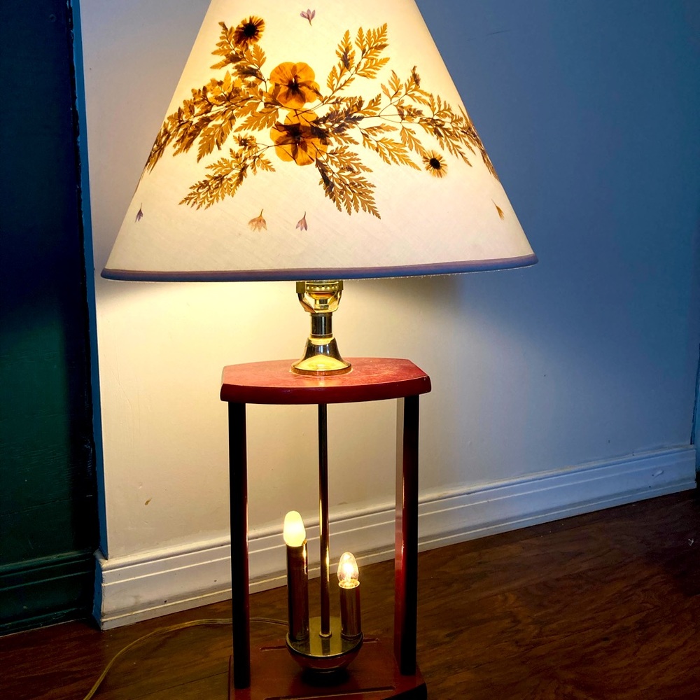 Vintage 1960s Wooden Table Lamp w/ Night Light Flash Sale!